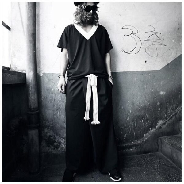 Skirts with Large Braided Belts and Big Men's Pants