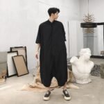 Men Summer Short Sleeve Thin Casual Jumpsuit