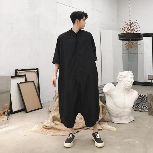 Men Summer Short Sleeve Thin Casual Jumpsuit