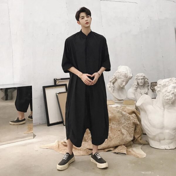 Men Summer Short Sleeve Thin Casual Jumpsuit
