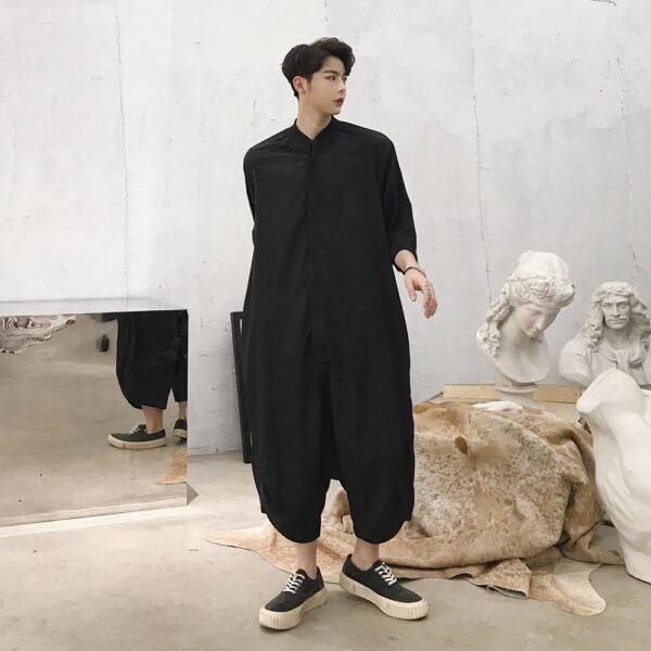 Men Summer Short Sleeve Thin Casual Jumpsuit