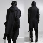 Dark Black Hip Hop Long Tide Men's Hoodie Jacket