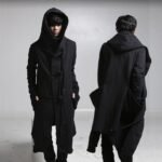 Dark Black Hip Hop Long Tide Men's Hoodie Jacket