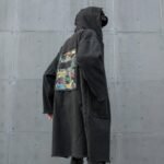 Fashion Hip Hop Jacket Black Hooded Graffiti Jacket Zip Up Jacket