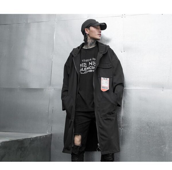 Yohji Yamamoto Dark Style Hooded Long Jacket Ribbon Coat Zip Up Jacket