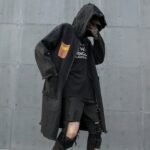 Fashion Hip Hop Jacket Black Hooded Graffiti Jacket Zip Up Jacket