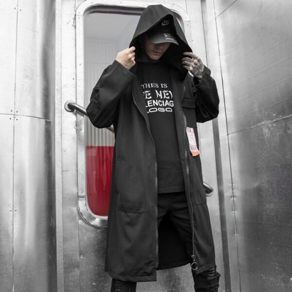 Yohji Yamamoto Dark Style Hooded Long Jacket Ribbon Coat Zip Up Jacket