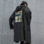Fashion Hip Hop Jacket Black Hooded Graffiti Jacket Zip Up Jacket