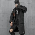 Fashion Hip Hop Jacket Black Hooded Graffiti Jacket Zip Up Jacket