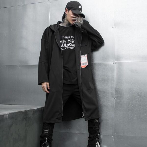 Yohji Yamamoto Dark Style Hooded Long Jacket Ribbon Coat Zip Up Jacket