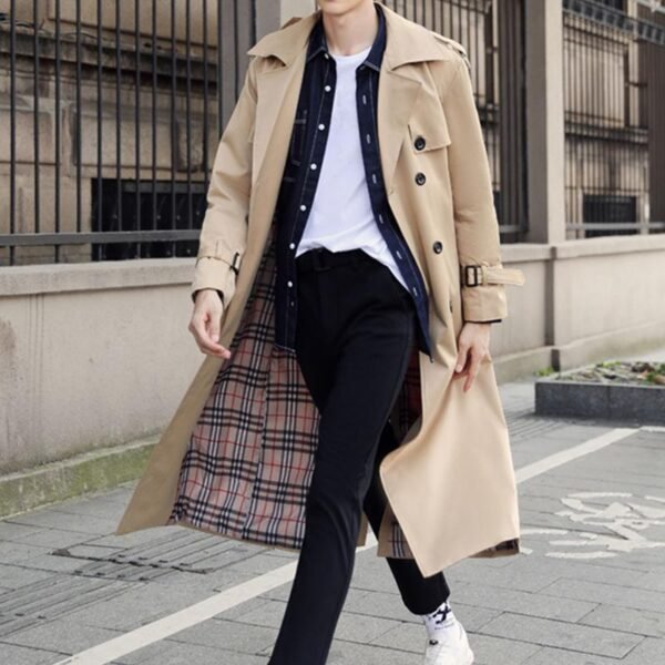 British Style Handsome Windbreaker Over-the-knee Trench Coat