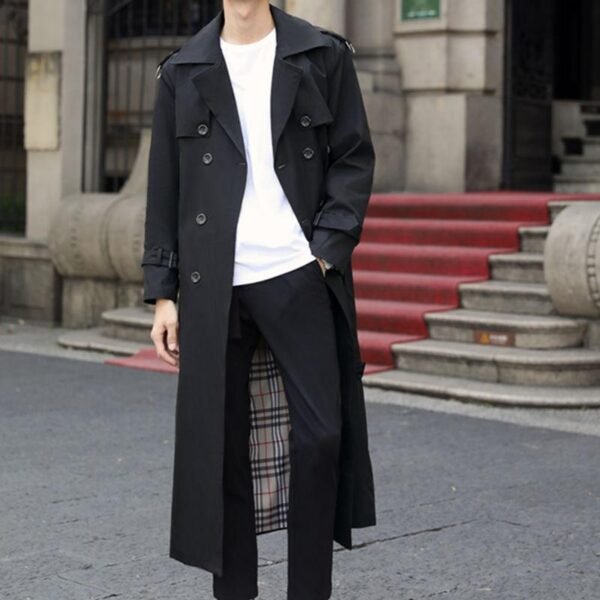 British Style Handsome Windbreaker Over-the-knee Trench Coat