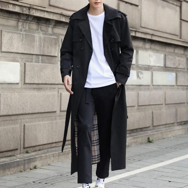 British Style Handsome Windbreaker Over-the-knee Trench Coat