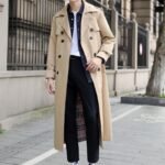 British Style Handsome Windbreaker Over-the-knee Trench Coat