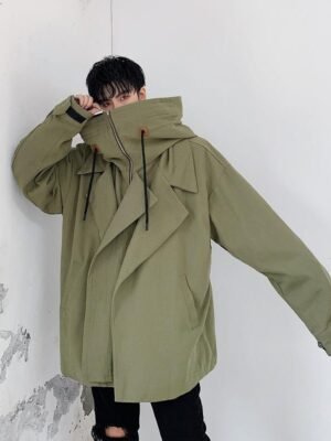 Ins Hip Hop Overlay Fake Two Piece Suit Hooded Oversize Jacket