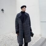Men's Mid-length Plaid Coat