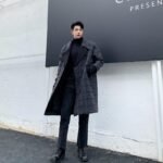 Men's Mid-length Plaid Coat