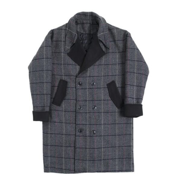 Men's Mid-length Plaid Coat