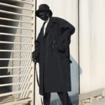 Japanese Streetwear Black Trench Coat Hooded Trench Coat Long Windbreaker
