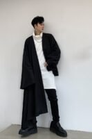 Dark Asymmetric Jacket Long Sleeve Cardigan Black Cardigan