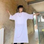 Loose Short Sleeve T-shirt with Long Slits In The Dark