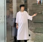 Loose Short Sleeve T-shirt with Long Slits In The Dark