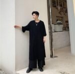 Loose Short Sleeve T-shirt with Long Slits In The Dark