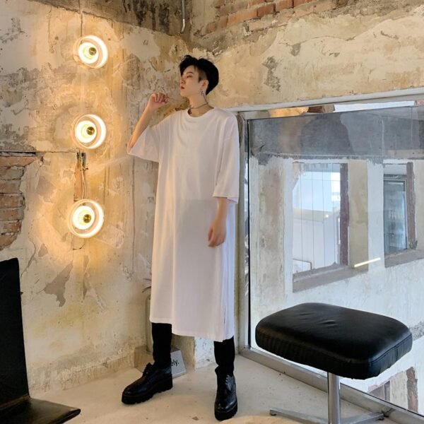 Loose Short Sleeve T-shirt with Long Slits In The Dark