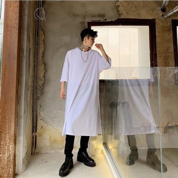 Loose Short Sleeve T-shirt with Long Slits In The Dark