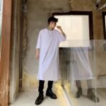 Loose Short Sleeve T-shirt with Long Slits In The Dark