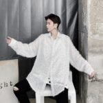 Shirts Oversize Men's Long Sleeves Loose Lazy Shirts Nocturnal DJ Hairdresser Tide