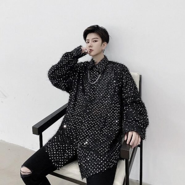 Shirts Oversize Men's Long Sleeves Loose Lazy Shirts Nocturnal DJ Hairdresser Tide