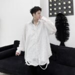 Shirts Oversize Men's Long Sleeves Loose Lazy Shirts Nocturnal DJ Hairdresser Tide