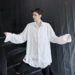 Shirts Oversize Men's Long Sleeves Loose Lazy Shirts Nocturnal DJ Hairdresser Tide