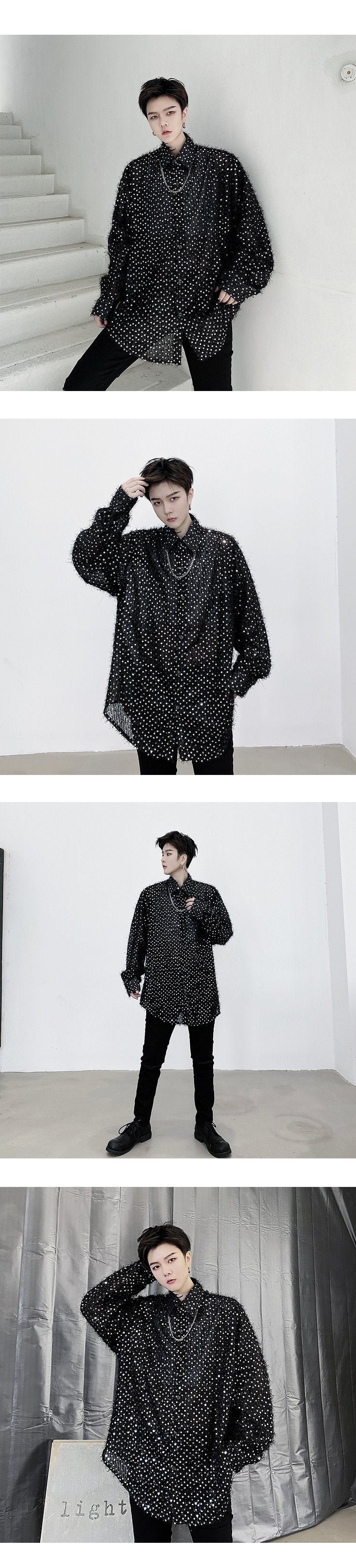 Shirts Oversize Men's Long Sleeves Loose Lazy Shirts Nocturnal DJ Hairdresser Tide