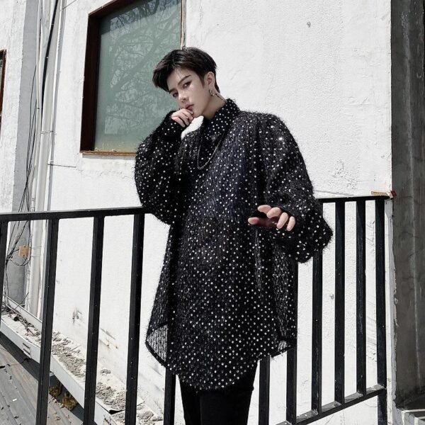 Shirts Oversize Men's Long Sleeves Loose Lazy Shirts Nocturnal DJ Hairdresser Tide