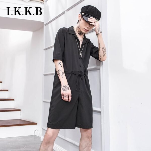 Japanese Retro-fitting Pants Suit Summer Men's Loose Short Sleeved Clothes Korean Version of The Integrated Suit Shorts