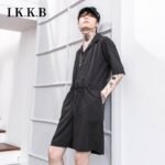 Japanese Retro-fitting Pants Suit Summer Men's Loose Short Sleeved Clothes Korean Version of The Integrated Suit Shorts