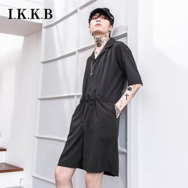 Japanese Retro-fitting Pants Suit Summer Men's Loose Short Sleeved Clothes Korean Version of The Integrated Suit Shorts