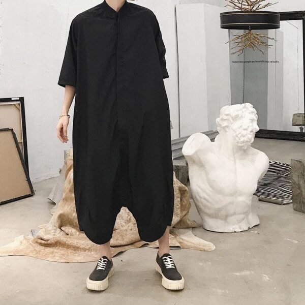 Men Summer Short Sleeve Thin Casual Jumpsuit