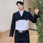 Men's Suit Coat Blazers Hollow Removable Hem Japan Korean Style Vintage Streetwear Fashion Suit Jacket Male Stage Clothing