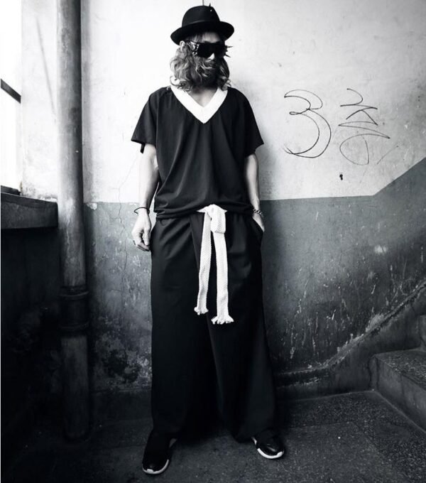 Skirts with Large Braided Belts and Big Men's Pants