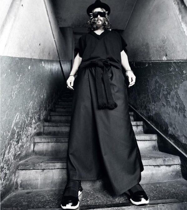 Skirts with Large Braided Belts and Big Men's Pants