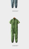 Summer Fashion Men's Short Sleeve One Piece Suit Plus Size Casual Leggings Performance Suit Men's and Women's One Piece Overalls