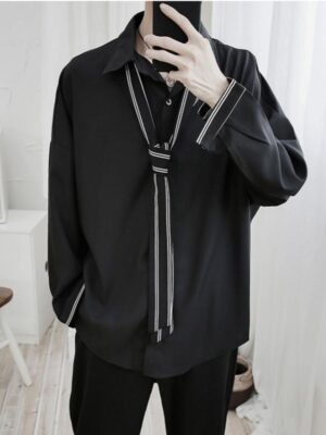 Young Men's Loose Long Sleeve Shirt Stylist Trendy Men's Scheming Shirt