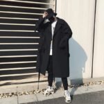 Japanese Streetwear Black Trench Coat Hooded Trench Coat Long Windbreaker