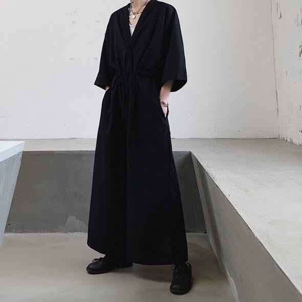 Japanese Streetwear Long Black Sleeve Jumpsuit Casual Jumpsuit for Men