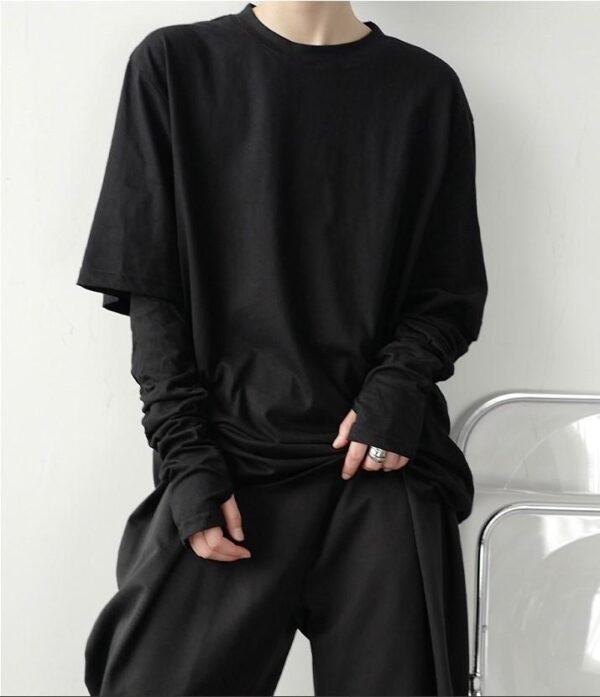 YM03P45 Minimalist, Lazy, Niche, Irregular Gloves T Shirts