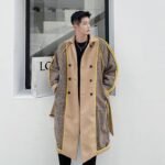 Retro Plaid Wool Coat Plaid Trench Coat Flannel Coat Checkered Jacket Double Breasted Coat