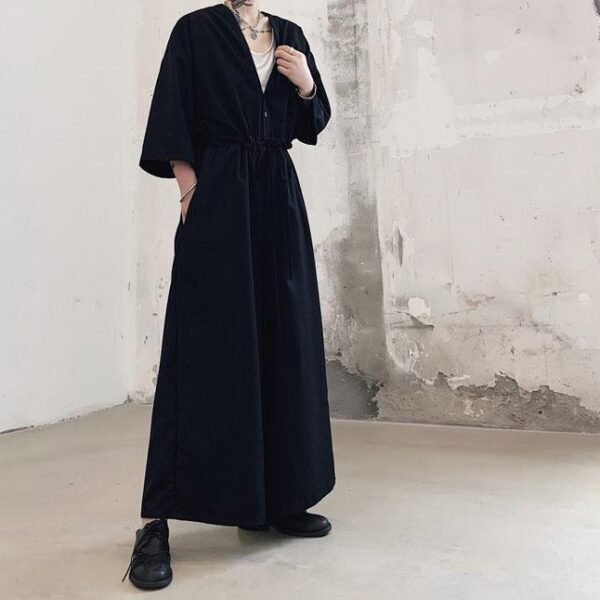 Japanese Streetwear Long Black Sleeve Jumpsuit Casual Jumpsuit for Men